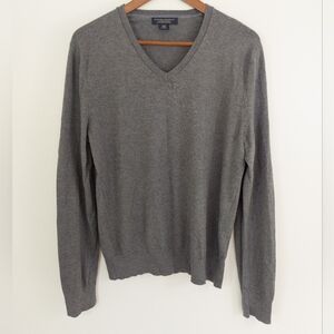 Banana Republic Silk Blend V Neck Sweater Gray Size Medium